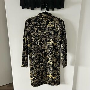 NWOT Thief & Bandit Gold on Black Bandit Dress in Shroomed